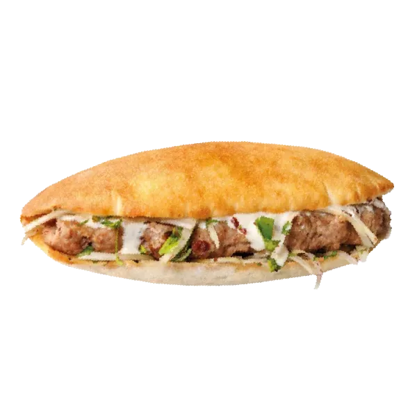 A Nashmi kebab sandwich in toasted bread
