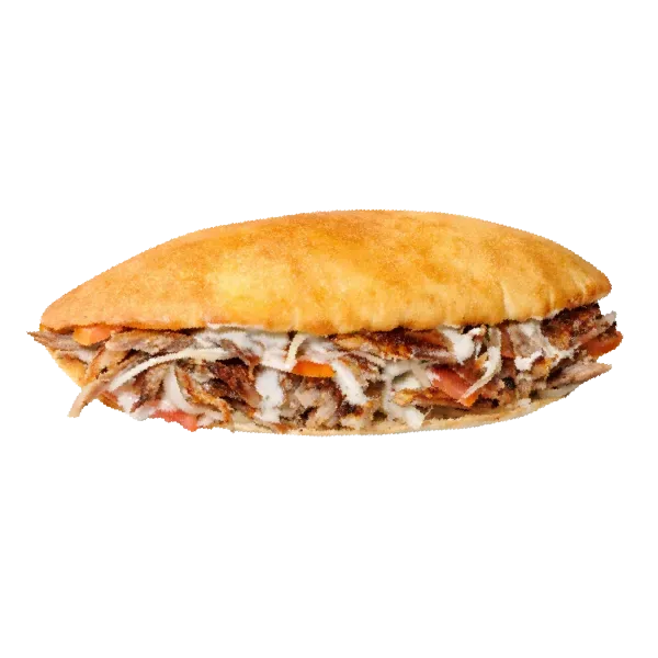 A Nashmi shawarma sandwich in toasted bread